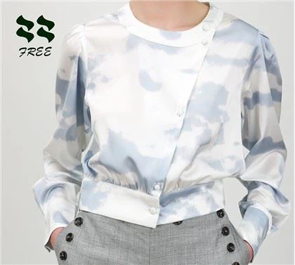 Tie Dye zīda blūze ar garām piedurknēm